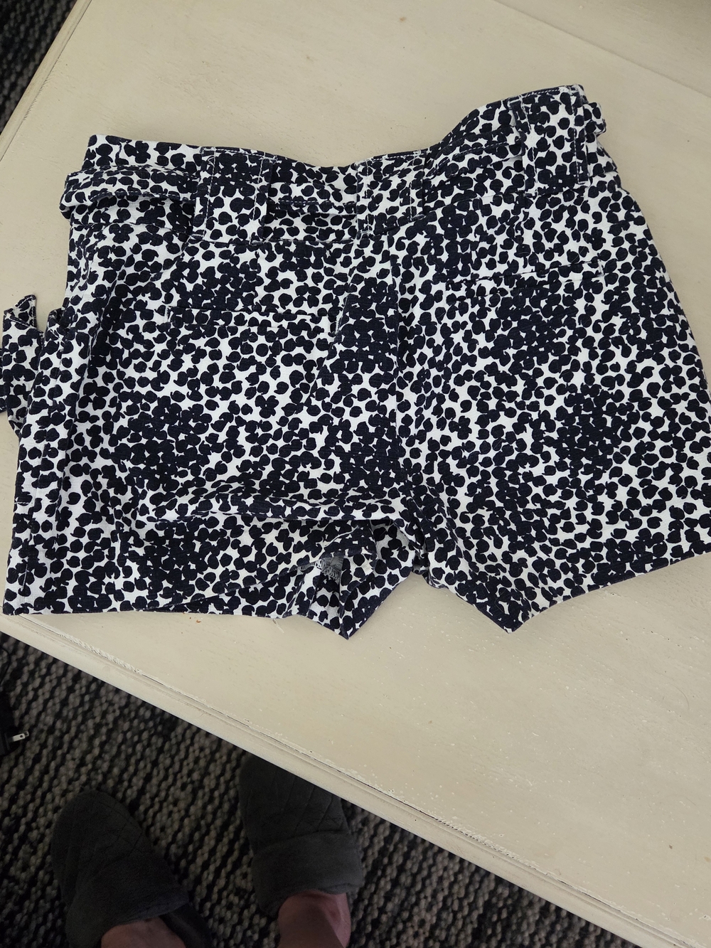 LOFT Navy and White Floral Dot High-Rise Shorts